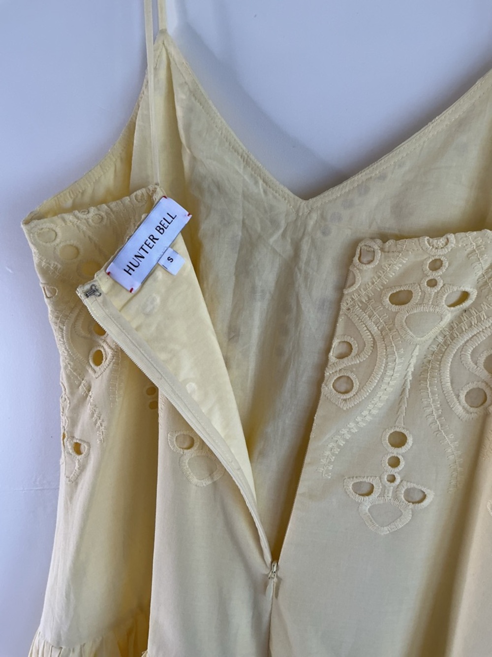 Hunter Bell Martin Eyelet Drop-Waist Yellow Embroidered Sundress Small - Picture 7 of 10